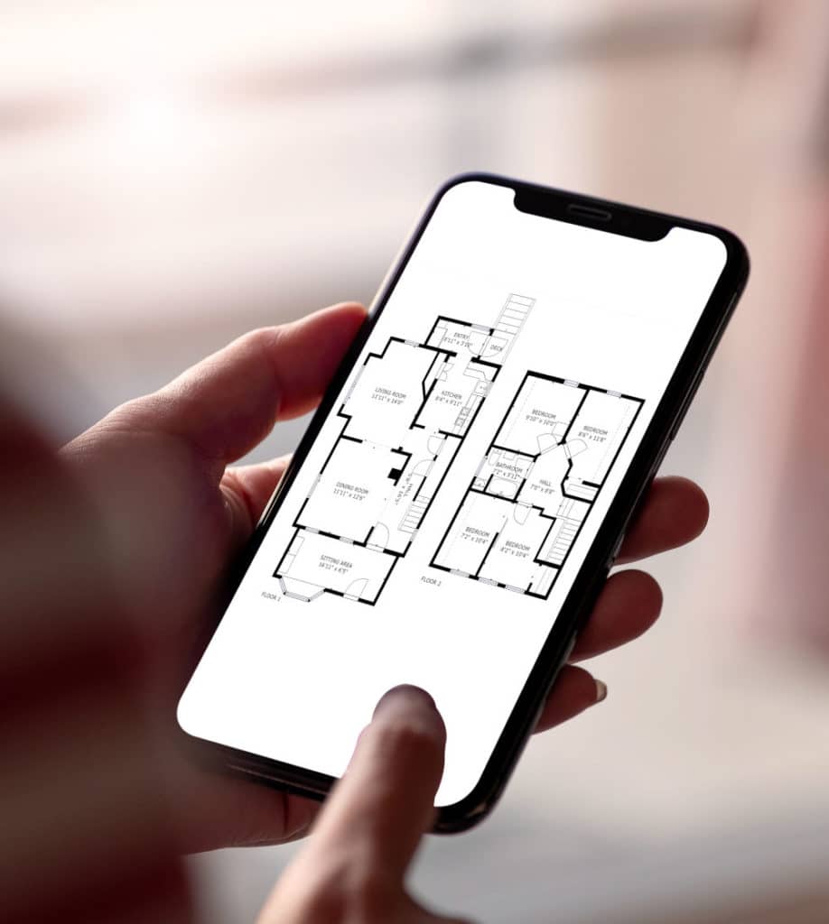 2D floor plan on a smartphone device