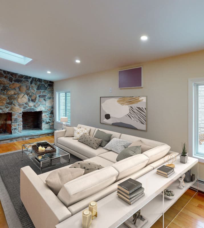 Virtual staging example of a family room